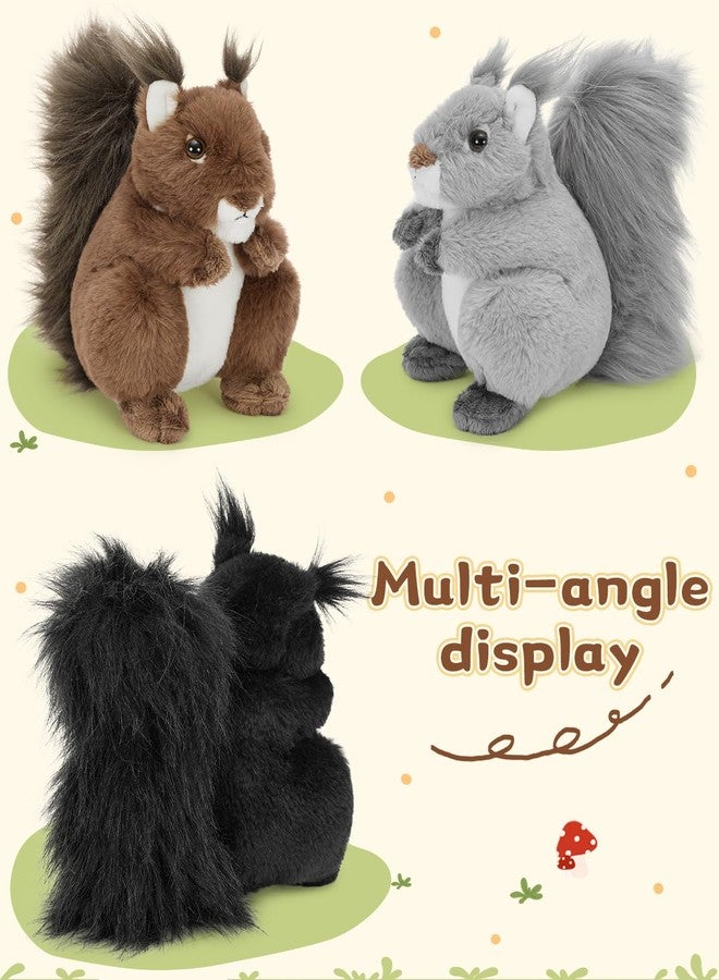 ماوجولان مجموعة ماو جو لان من 3 قطع من حيوانات السنجاب المحشوة، ألعاب سنجاب قطيفة واقعية بالجملة، 7 بوصات، دمى قطيفة رائعة ورقيقة مستوحاة من الغابة، هدية للأطفال، الأولاد، البنات، ومحبي حيوانات الغابة. - Image 5